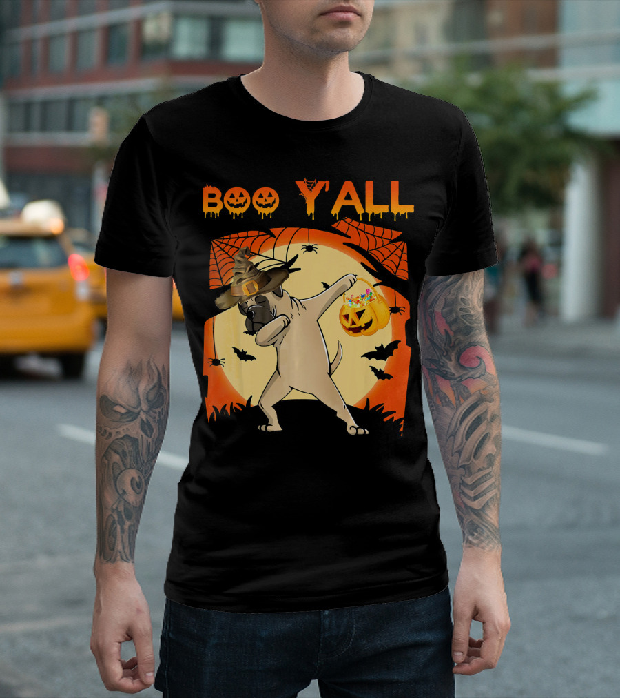 Boo Yall English Mastiff Dabbing Halloween Ghost T-Shirt