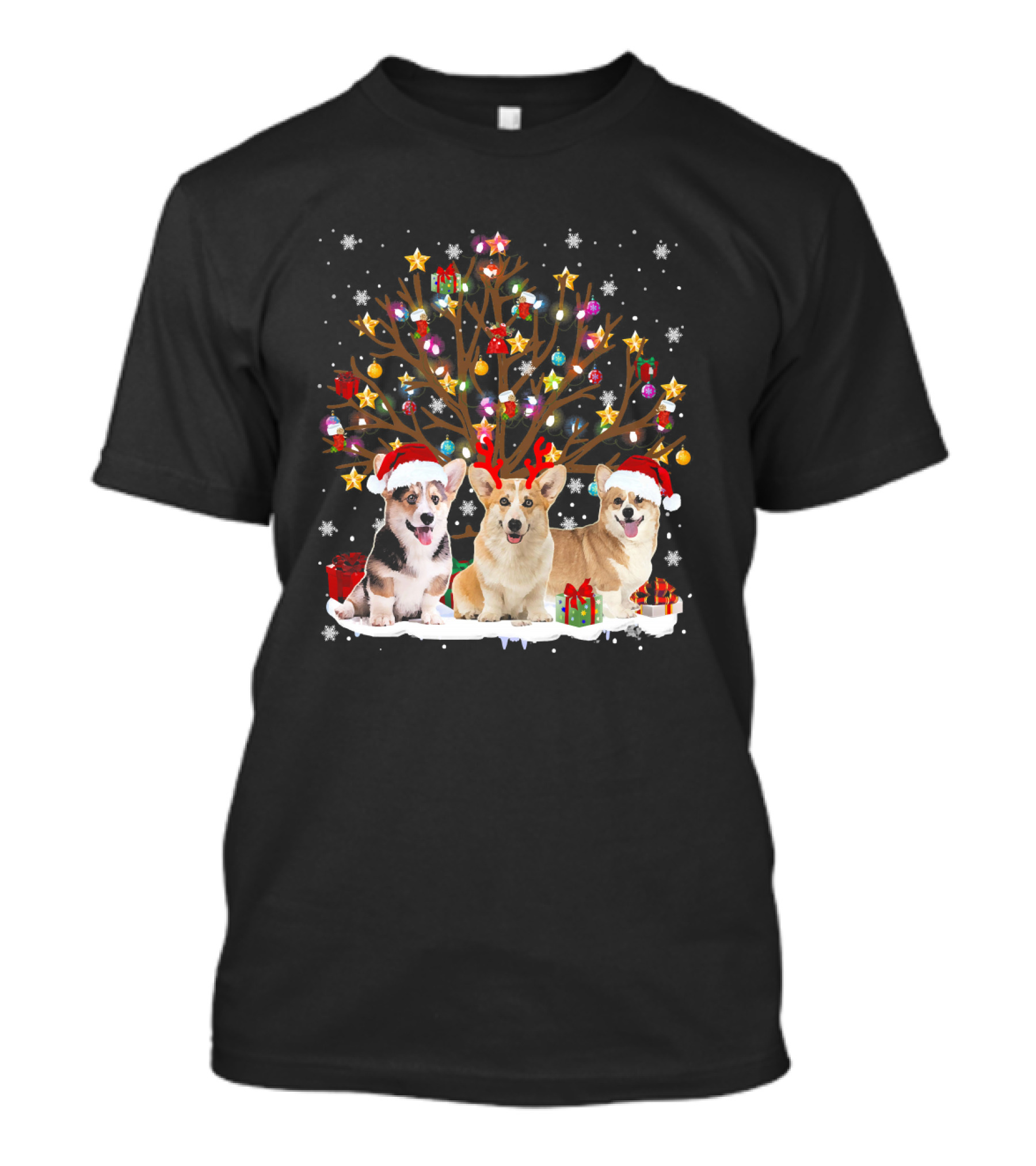 Dogs Lovers Ugly Christmas Corgis Under Festive Tree T-Shirt