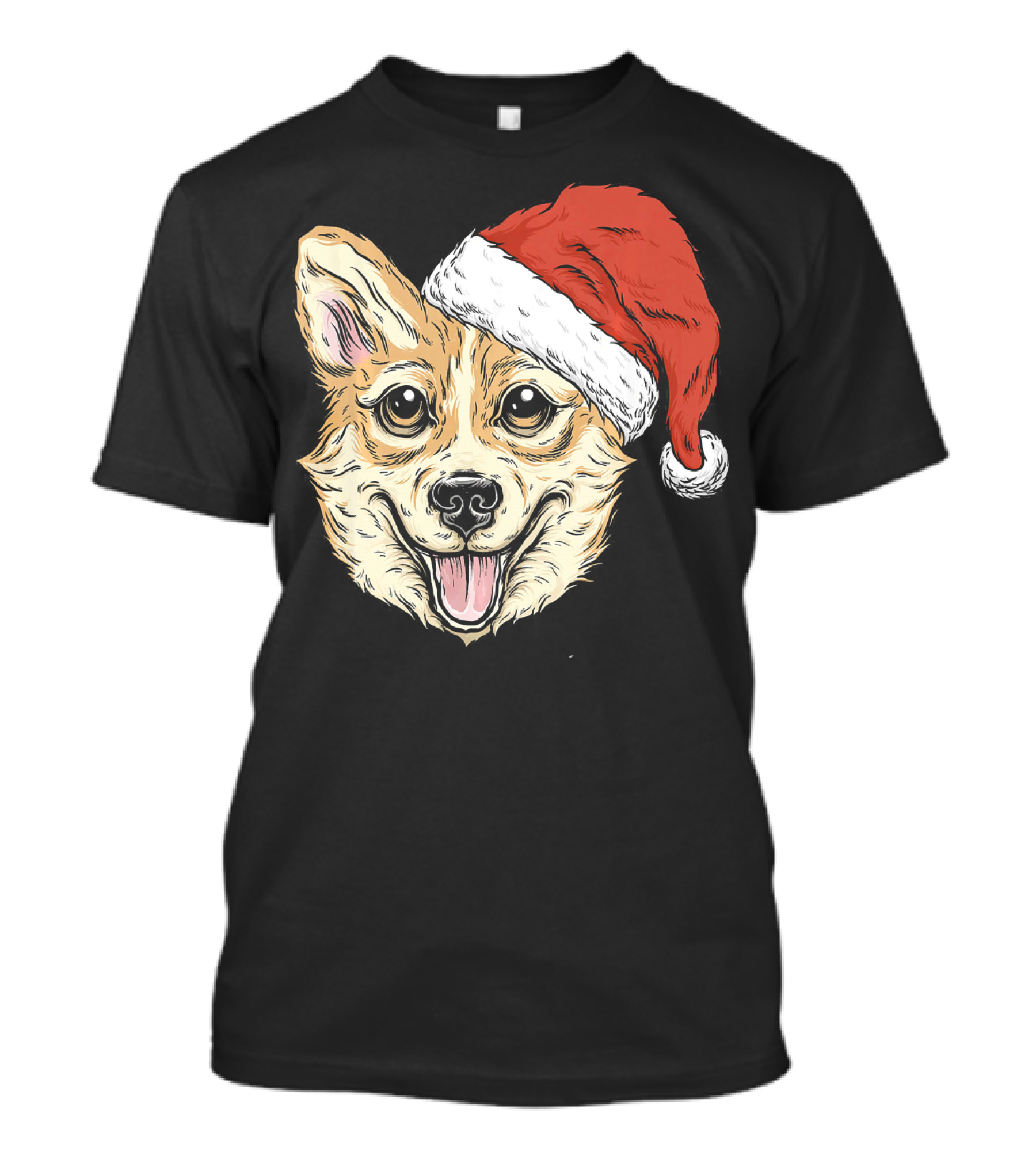 Corgi Dog Wearing Santa Hat Funny Christmas T-Shirt