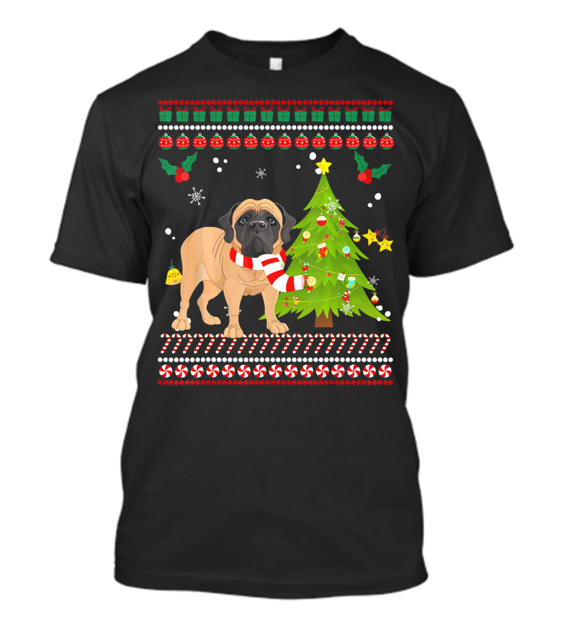 English Mastiff Christmas Pine With Peppermint Accents T-Shirt