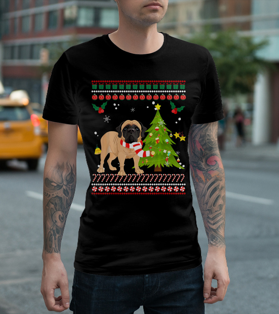 English Mastiff Christmas Pine With Peppermint Accents T-Shirt