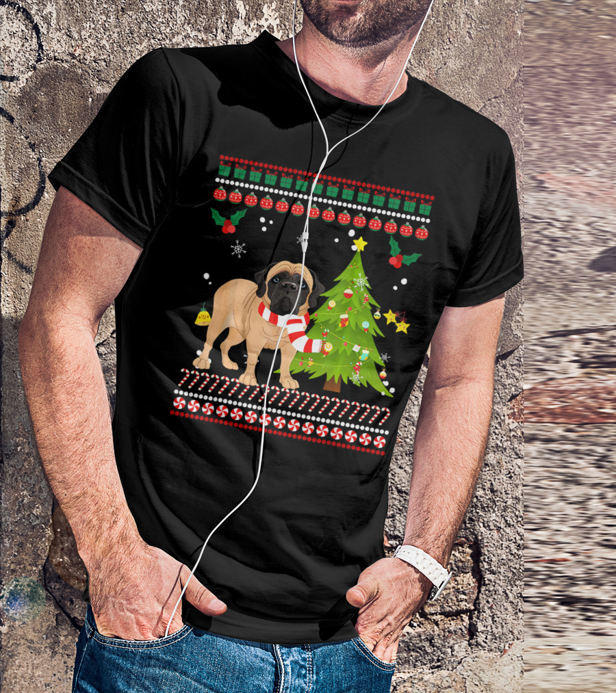 English Mastiff Christmas Pine With Peppermint Accents T-Shirt