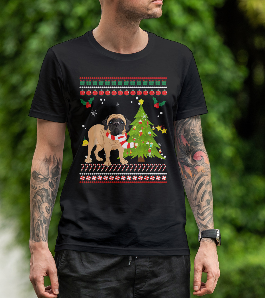 English Mastiff Christmas Pine With Peppermint Accents T-Shirt