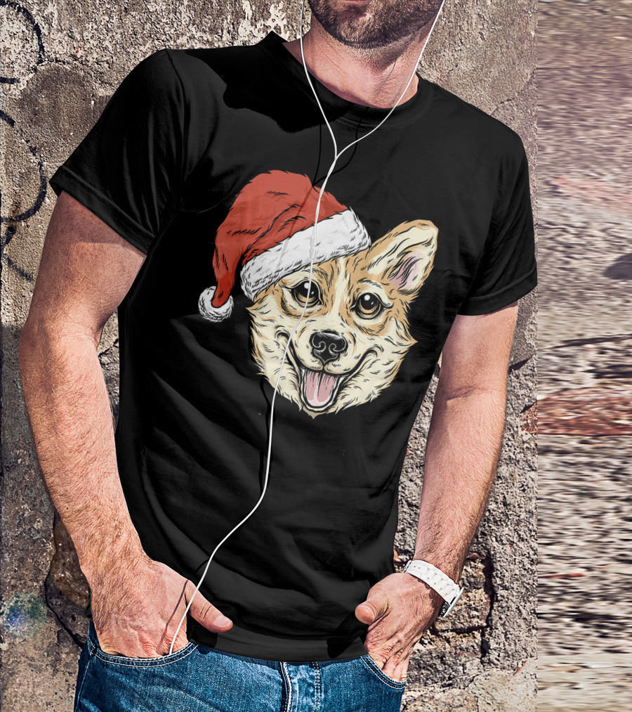 Christmas Corgi Santa Hat Funny Dog Holiday Cheer T-Shirt