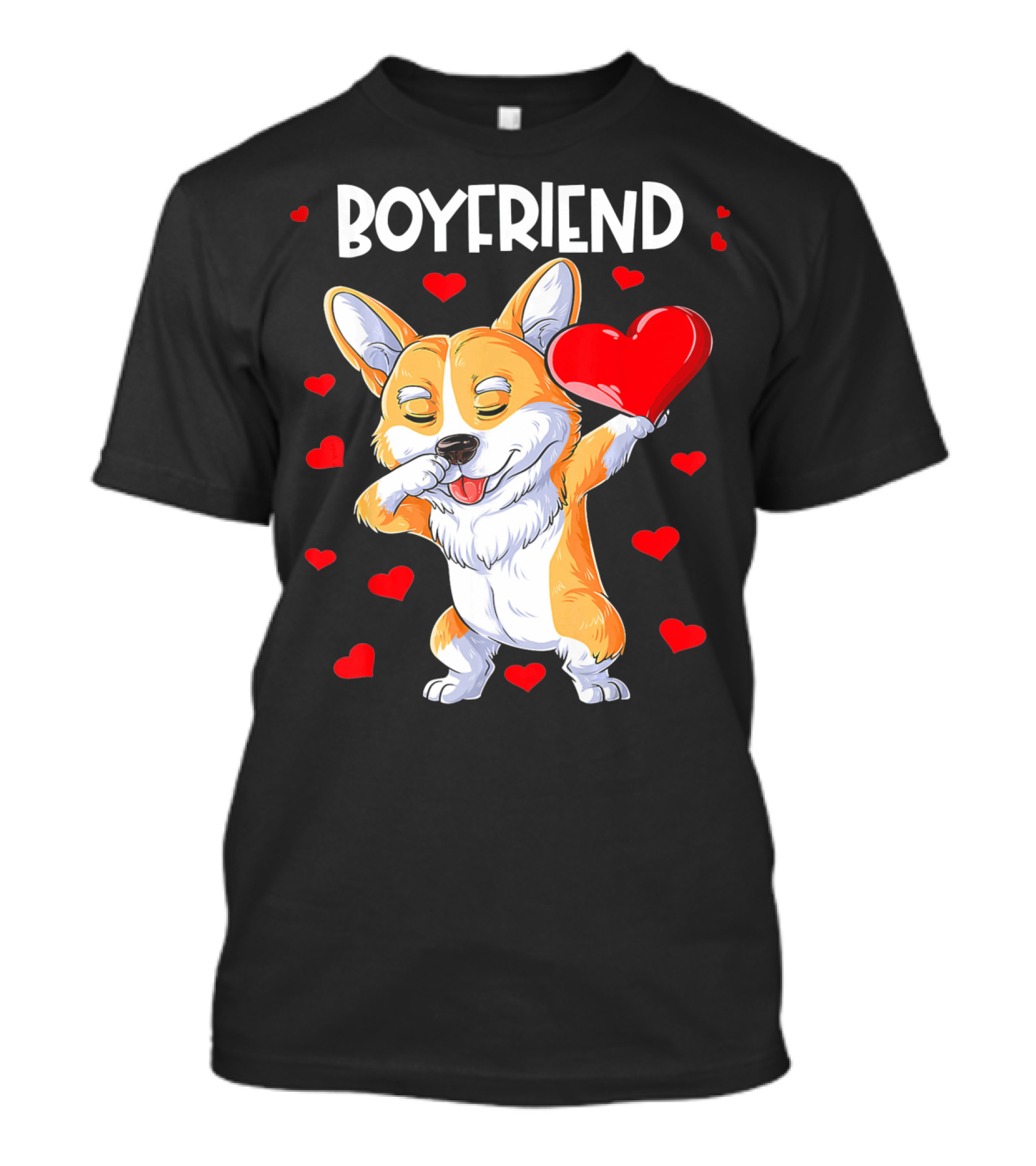 BOYFRIEND Dabbing Corgi With Heart And Red Hearts T-Shirt