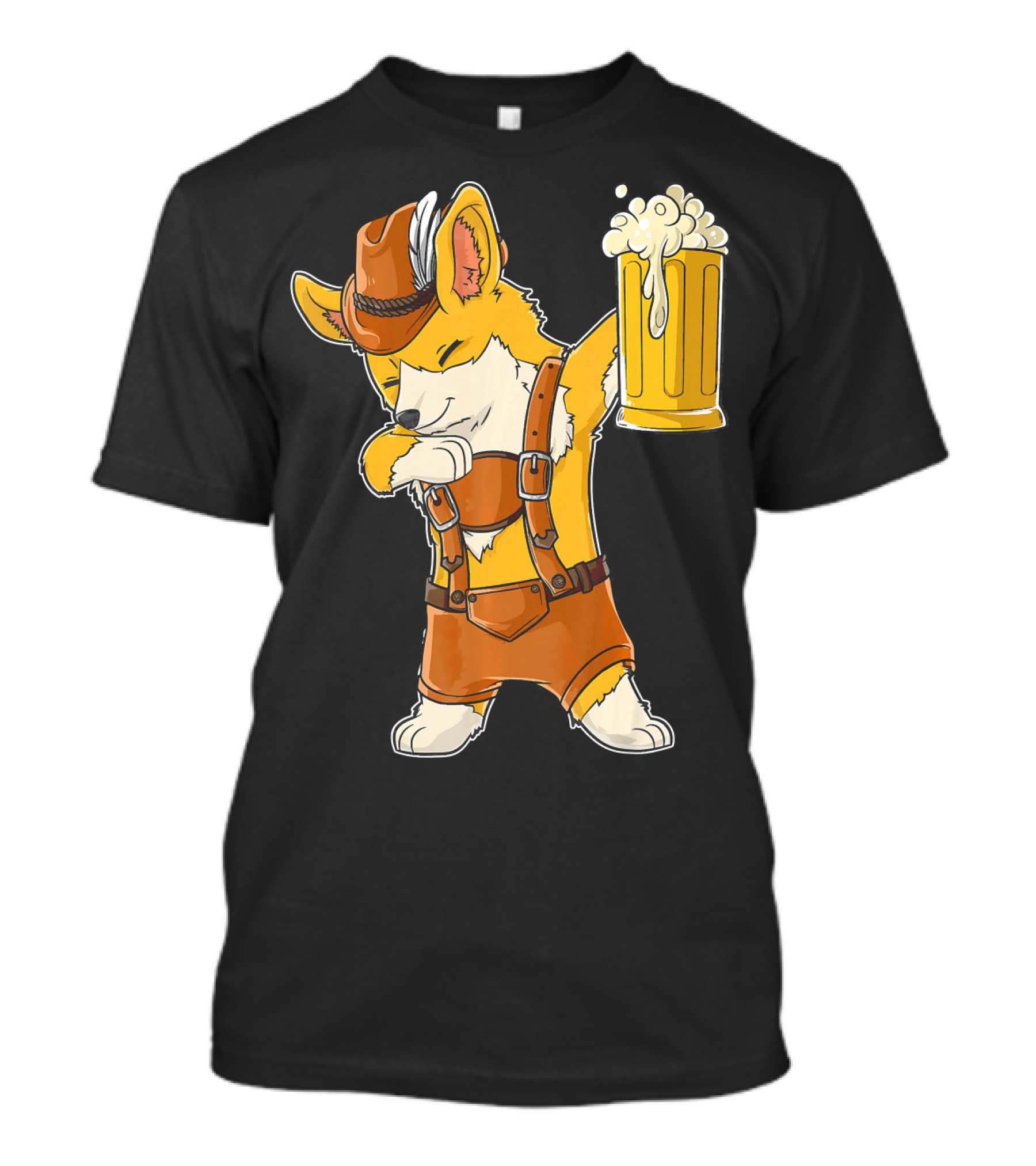 Dabbing Corgi Oktoberfest Lederhosen Beer Mug T-Shirt
