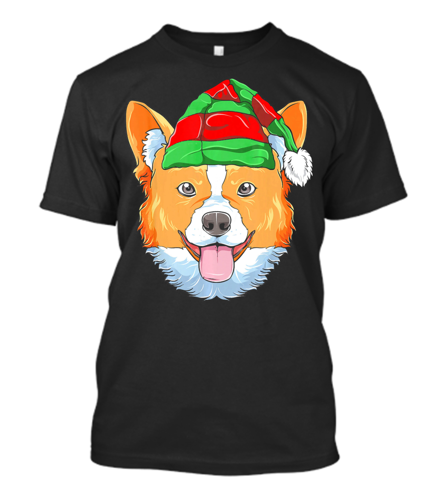 Corgi Christmas Elf Hat Funny Xmas Dog Holiday Festive T-Shirt