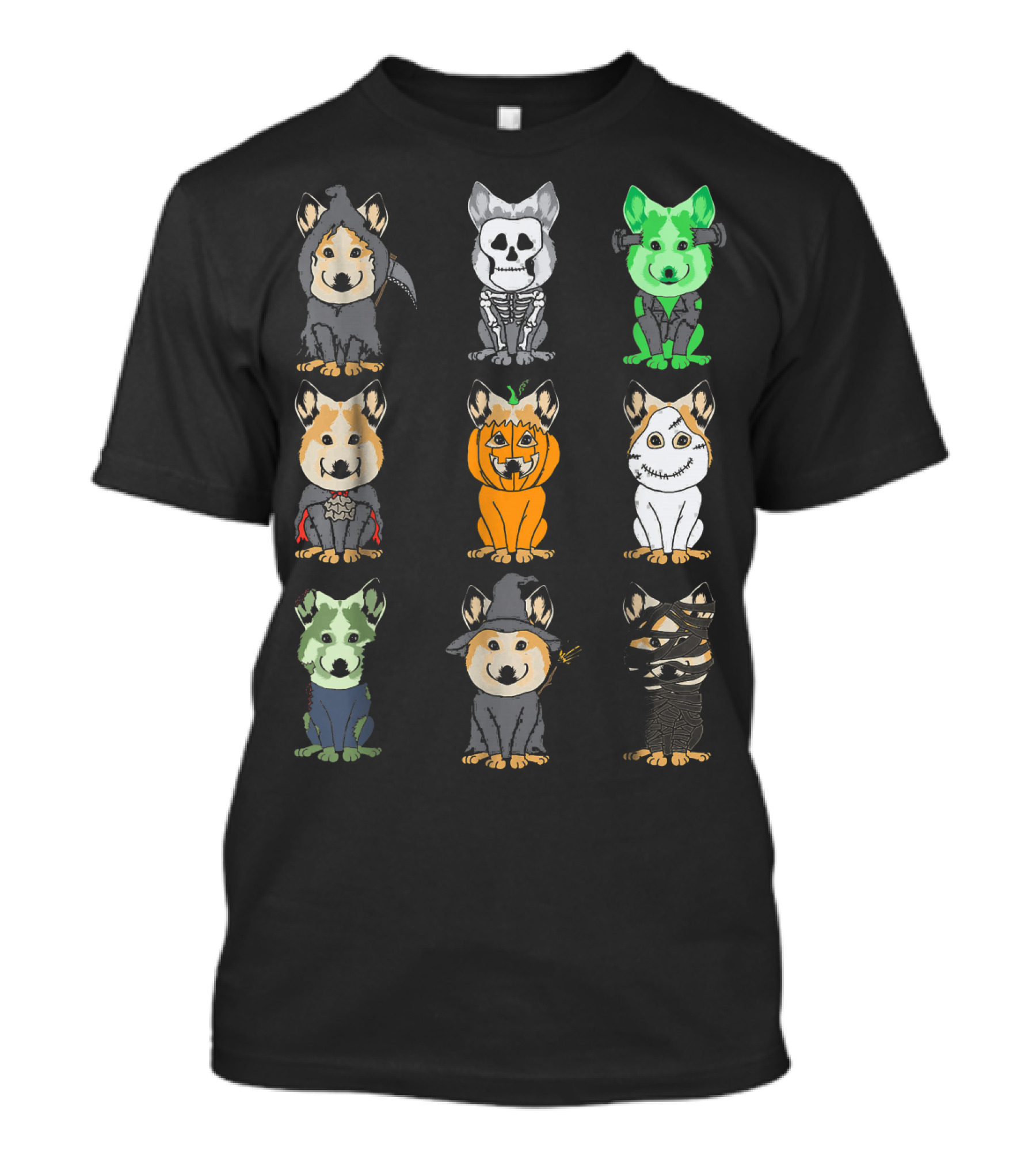 Cool Halloween Corgi Dogs Funny We Costumes Spooky Skeleton Pumpkin Mummy Monster Vampire Styles T-Shirt