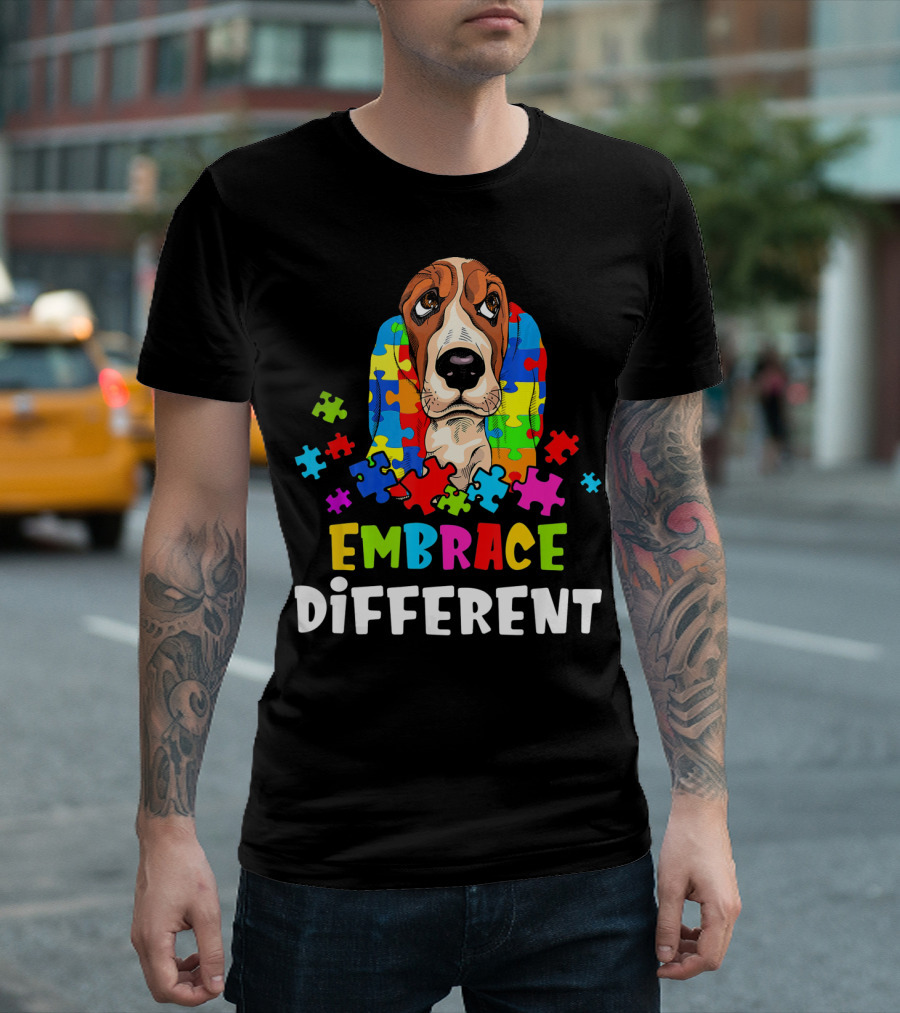 Embrace Different Basset Hound Puzzle Autism T-Shirt