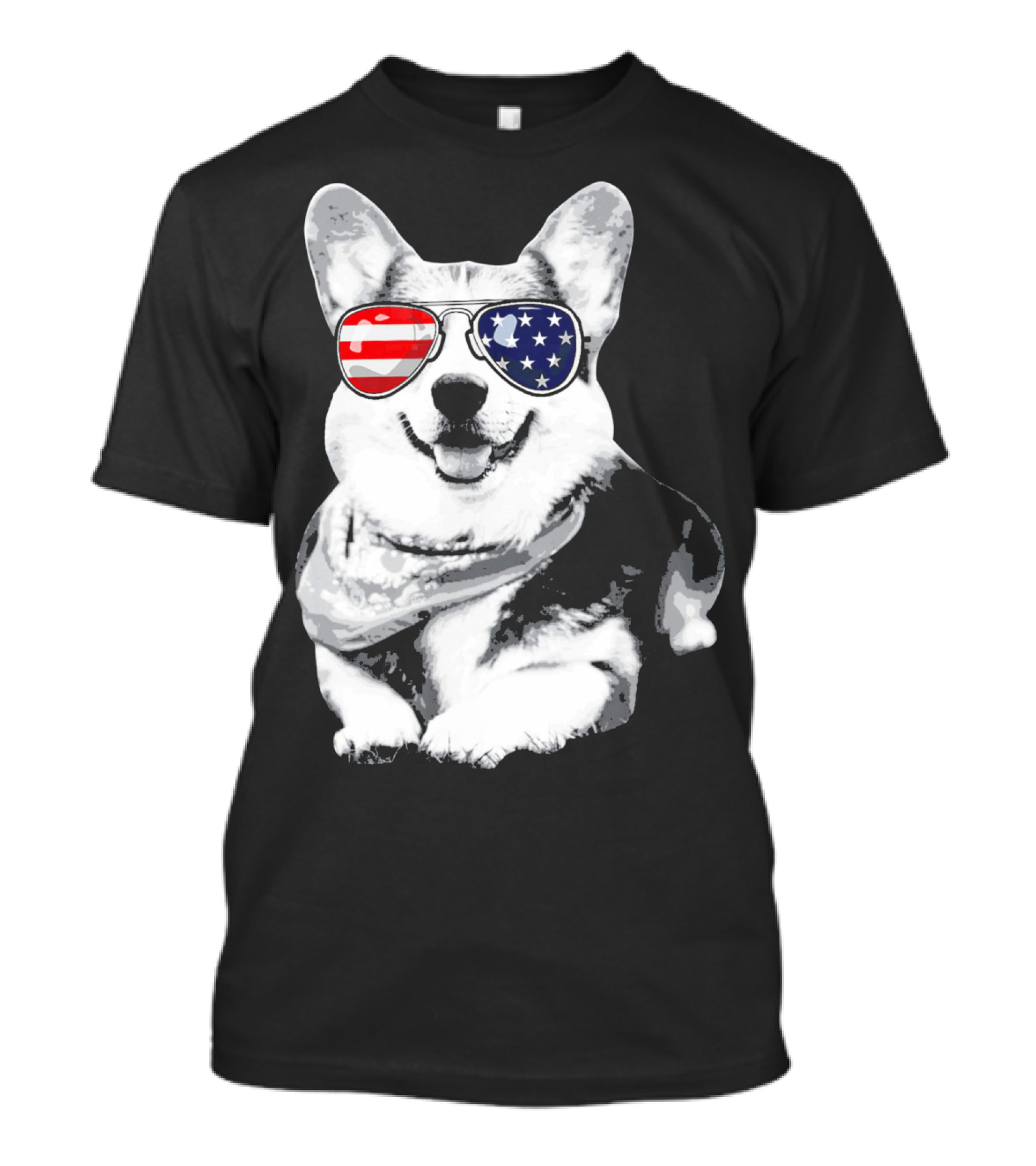 Corgi Sunglasses American Flag Stars Stripes T-Shirt