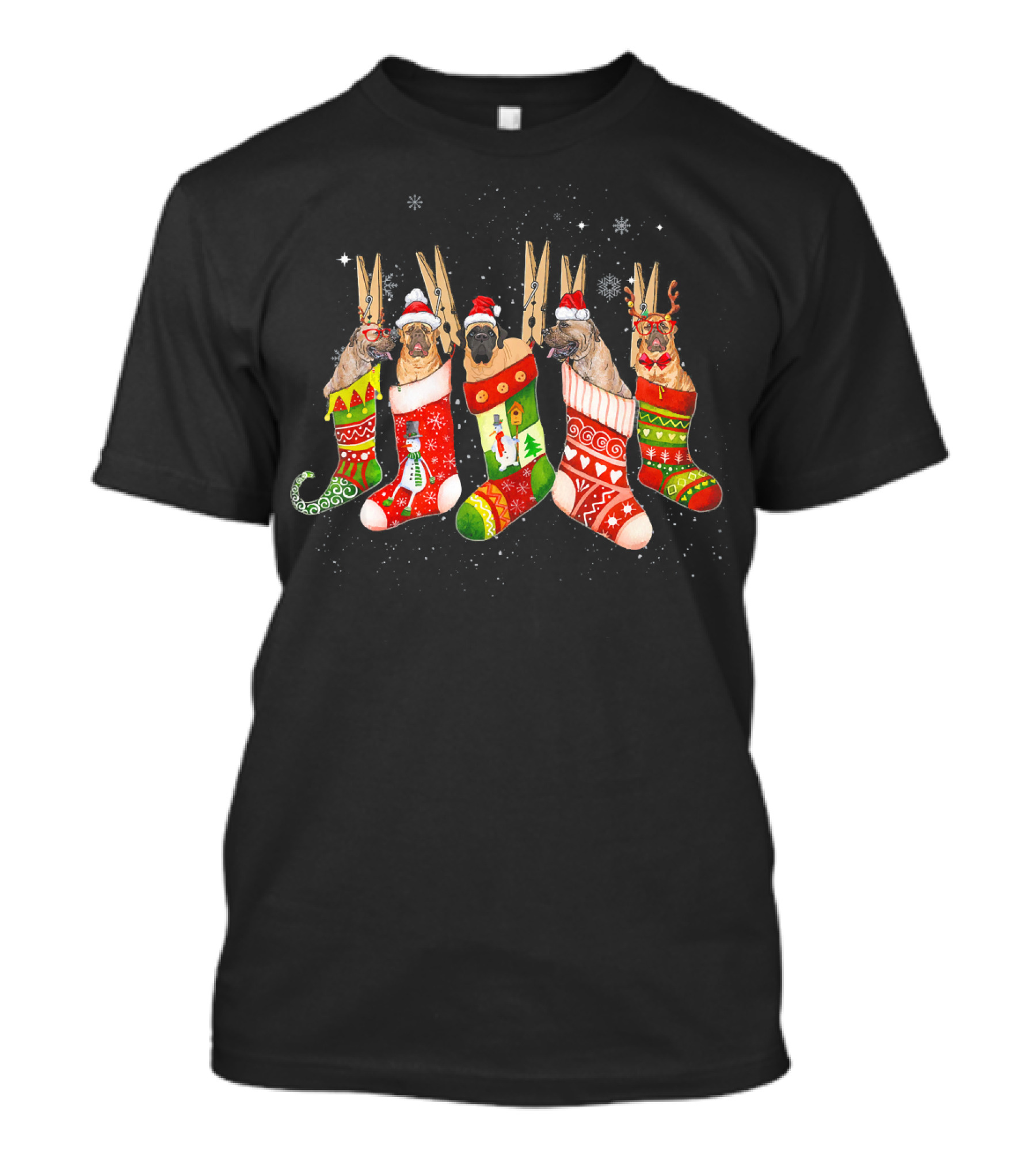 Cute English Mastiff Christmas Stockings Holiday Decor T-Shirt