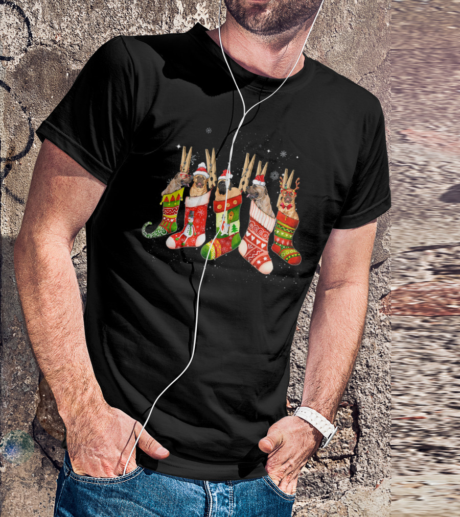 Cute English Mastiff Christmas Stockings Holiday Decor T-Shirt