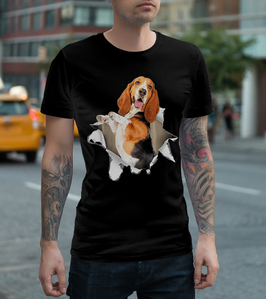 Basset Hound Torn Hole Dog Inside Tearful T-Shirt