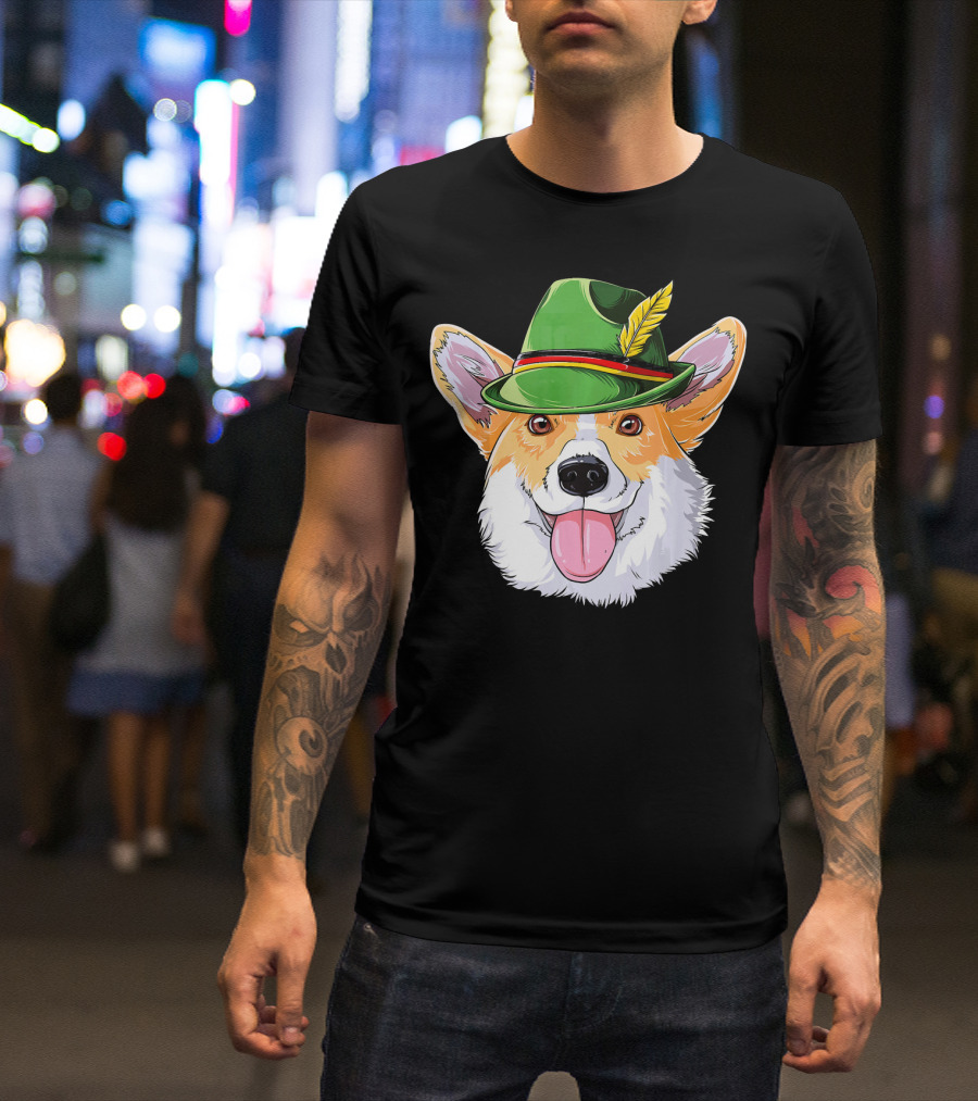 Corgi Oktoberfest Lederhosen Hat Bavarian Festival T-Shirt