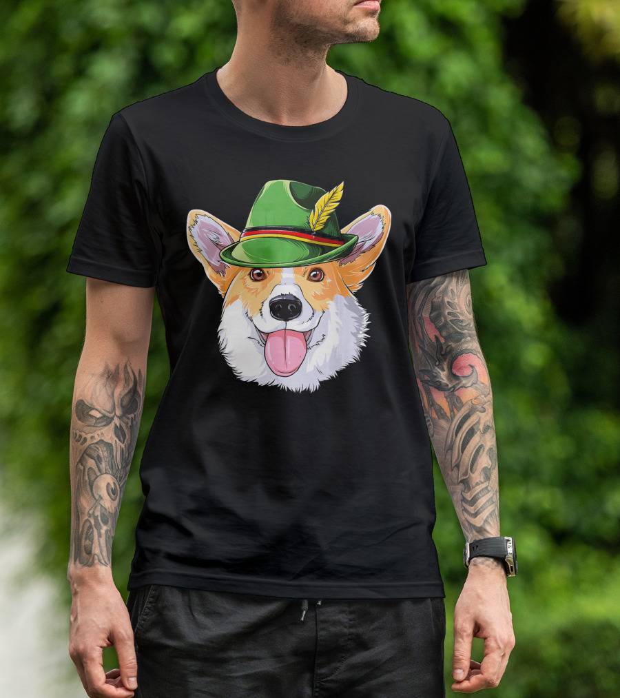 Corgi Oktoberfest Lederhosen Hat Bavarian Festival T-Shirt