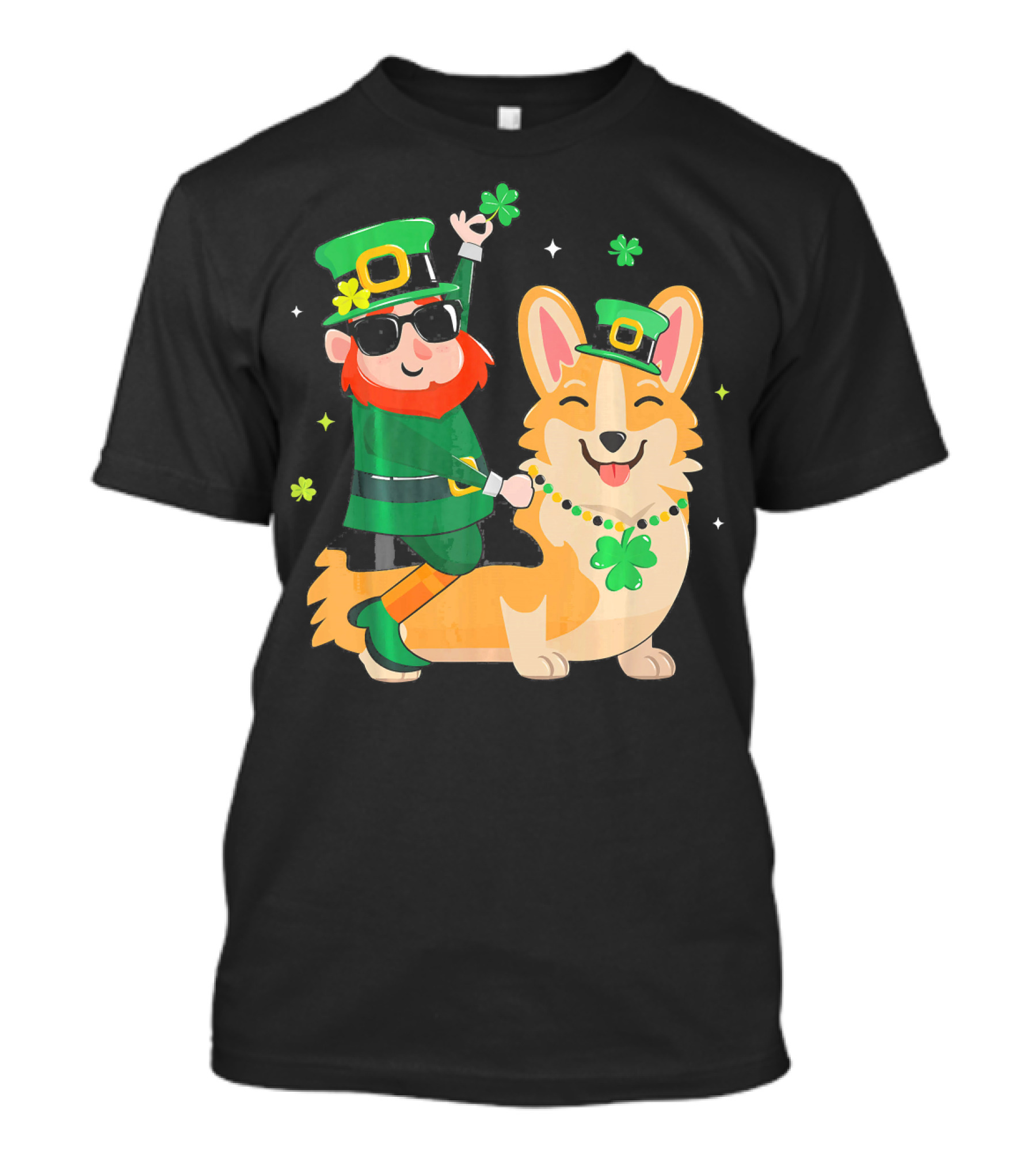 Corgi With Leprechaun St Patrick's Day Lucky Mama T-Shirt