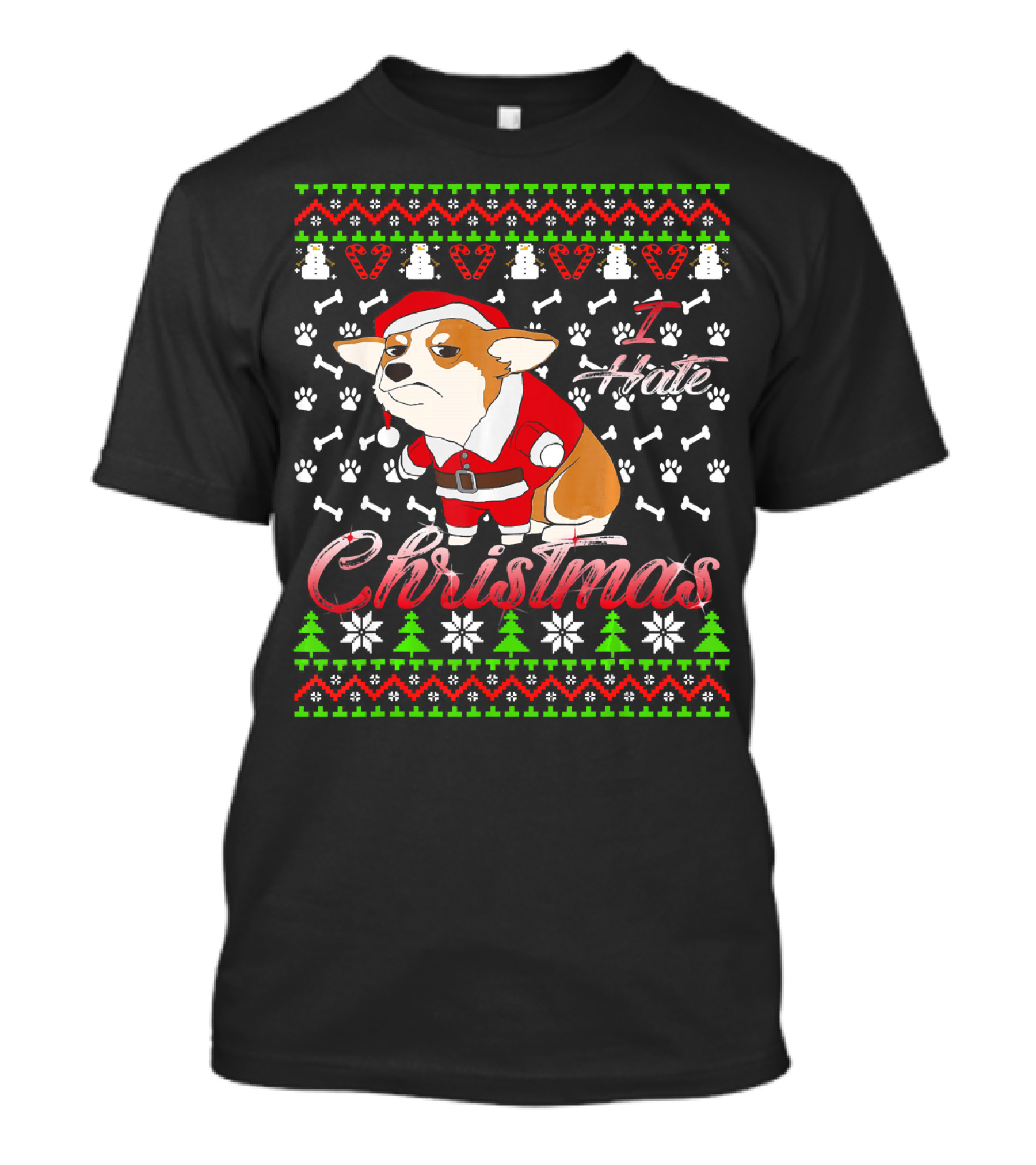 Corgi I Hate Christmas Santa Ugly T-Shirt