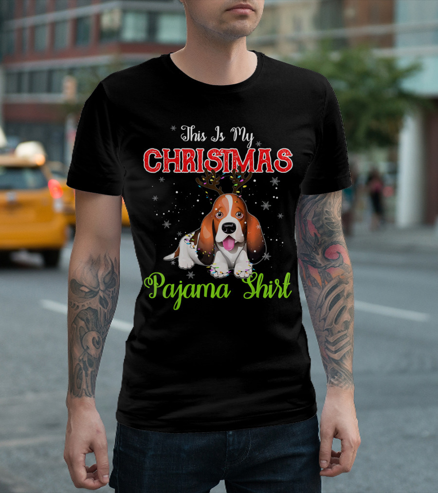 This Is My Christmas Pajama Shirt Basset Hound T-Shirt