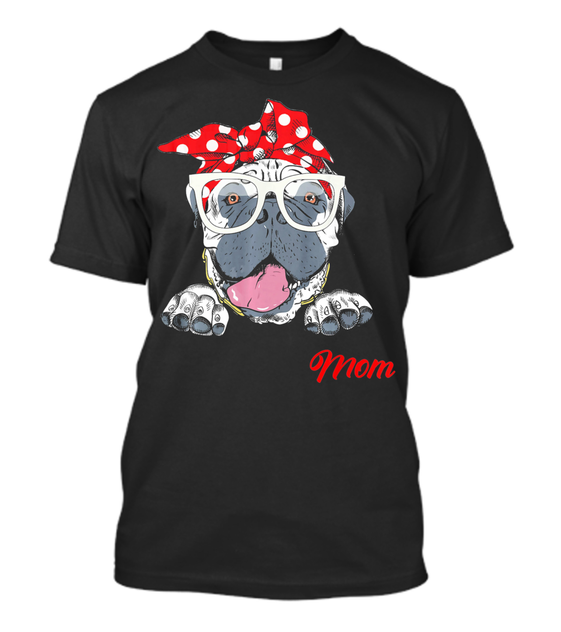Best Bullmastiff Mom Dog With Red Polka Dot Bandana And Glasses T-Shirt