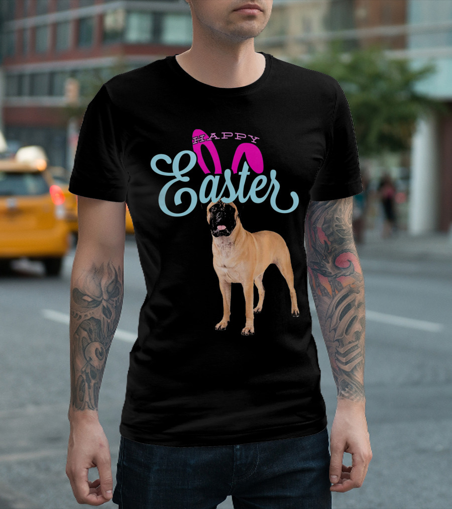 Happy Easter Bunny Bullmastiff Dog T-Shirt