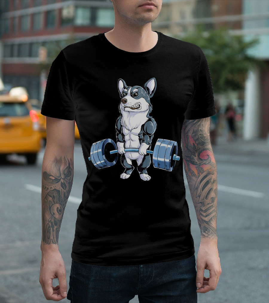 Corgi Weightlifting Funny Deadlift Muscular Dog Powerlifting T-Shirt