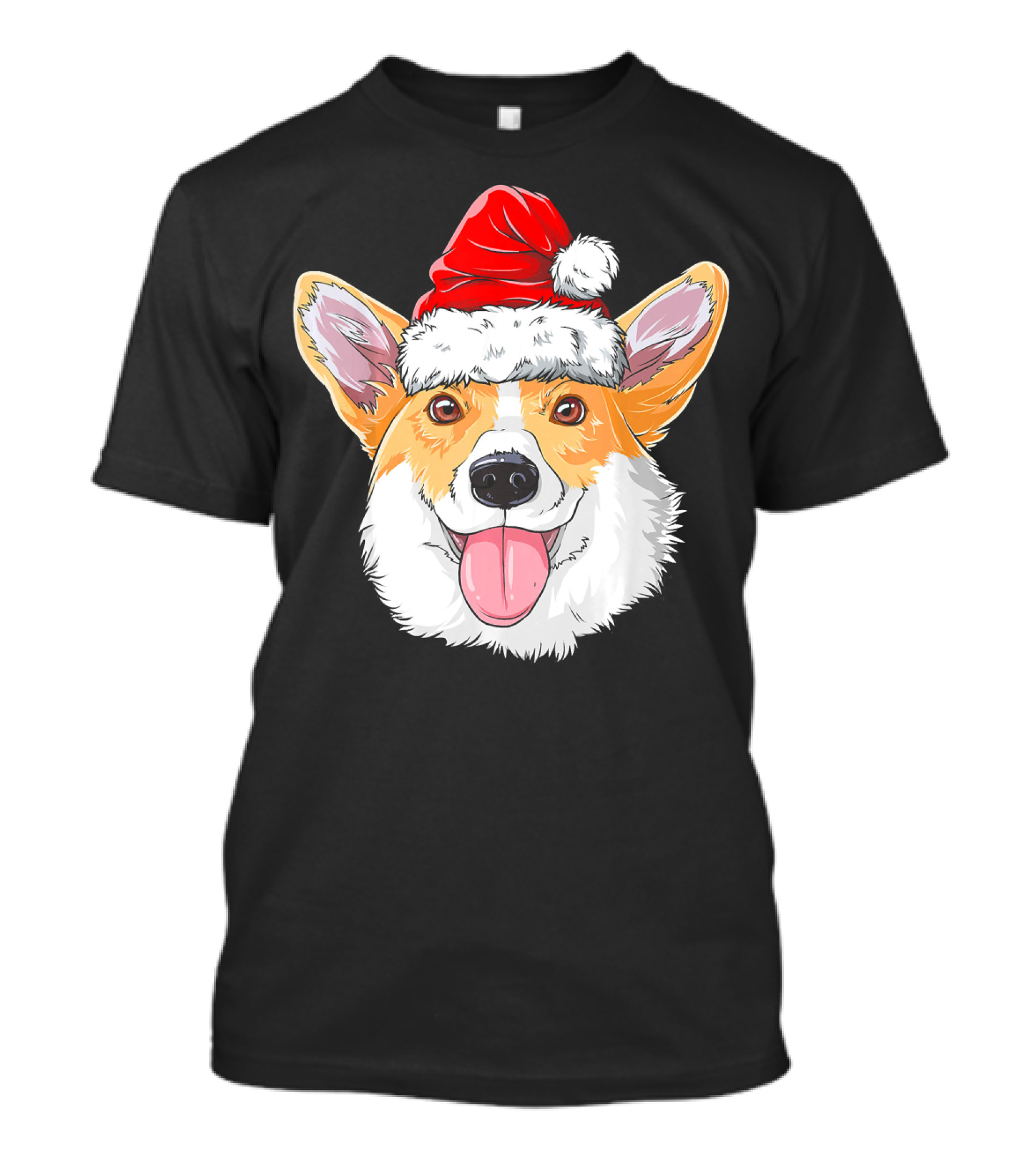 Corgi Christmas Dog With Santa Hat T-Shirt