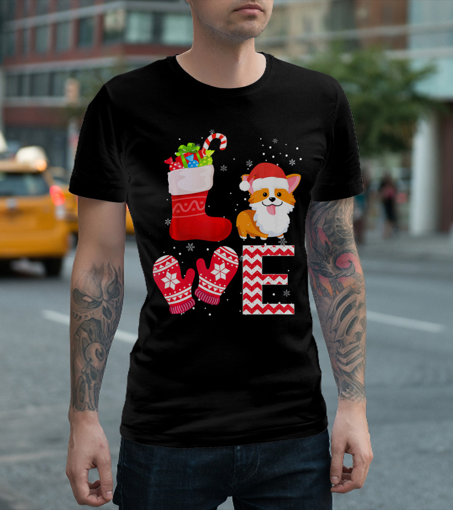 Christmas Lover Cardigan Welsh Corgi Love Festive T-Shirt