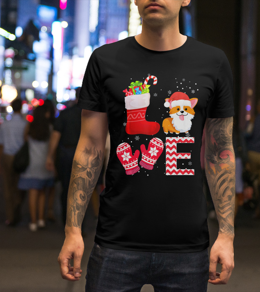 Christmas Lover Cardigan Welsh Corgi Love Festive T-Shirt