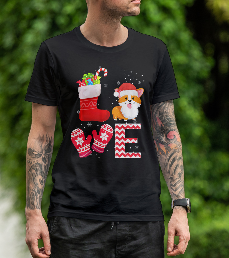 Christmas Lover Cardigan Welsh Corgi Love Festive T-Shirt