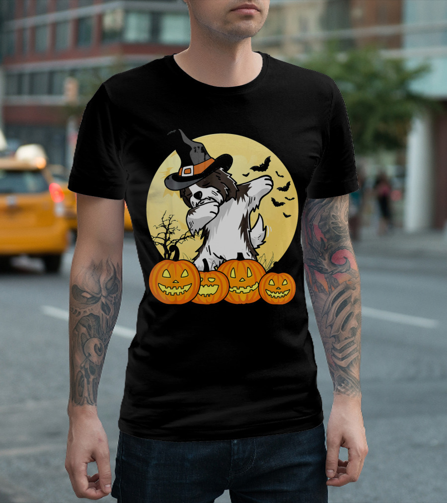 Dabbing Havanese Dab Dance Funny Dog Halloween Witch Hat Pumpkins T-Shirt