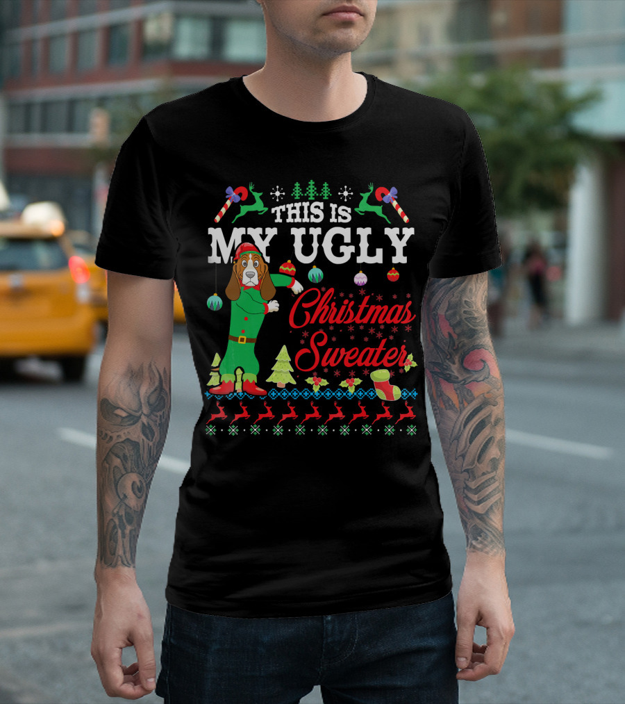 This Is My Ugly Christmas Sweater Basset Hound T-Shirt