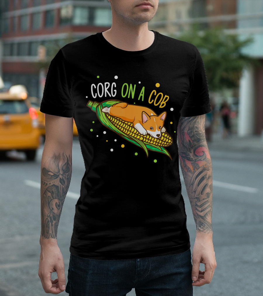 Corg On A Cob Corn Corgi Dog Pun Playful T-Shirt