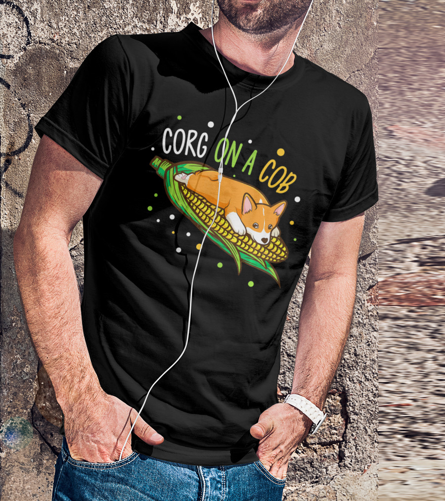Corg On A Cob Corn Corgi Dog Pun Playful T-Shirt
