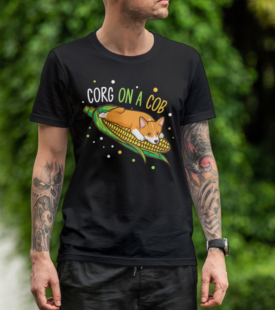 Corg On A Cob Corn Corgi Dog Pun Playful T-Shirt