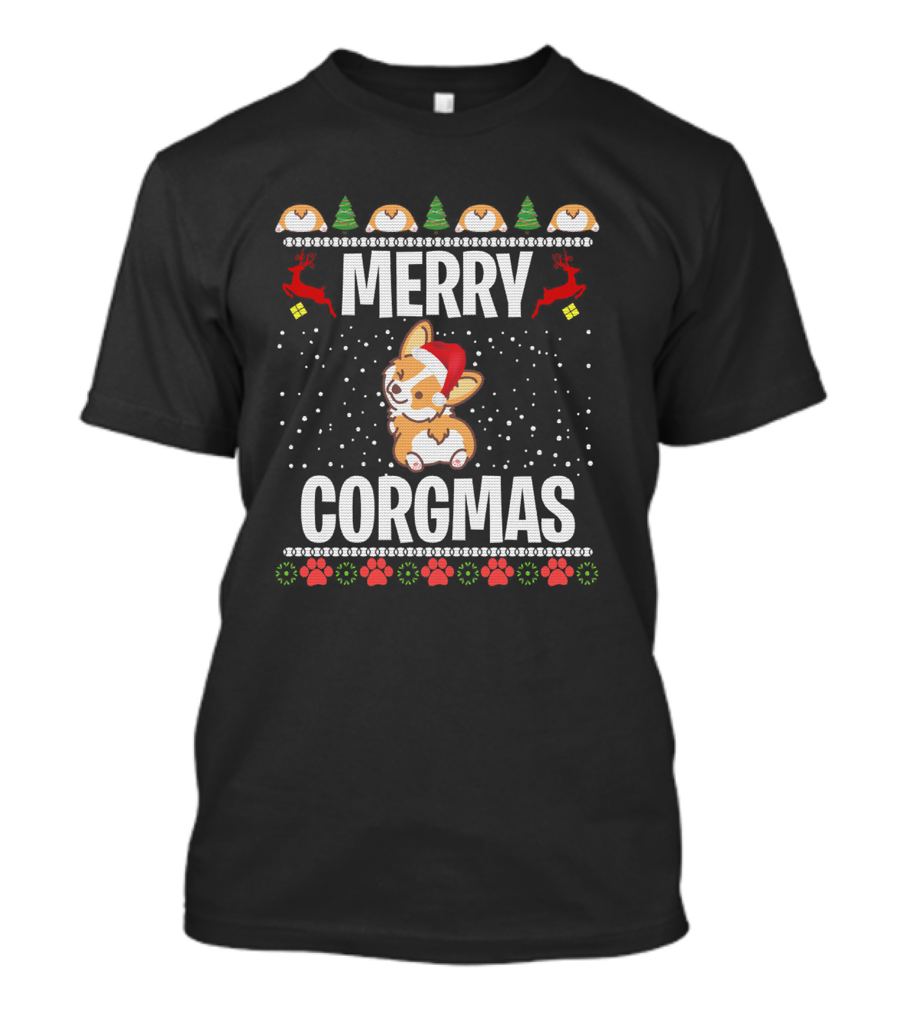 Merry Corgmas Ugly Christmas Sweater With Santa Corgi T-Shirt