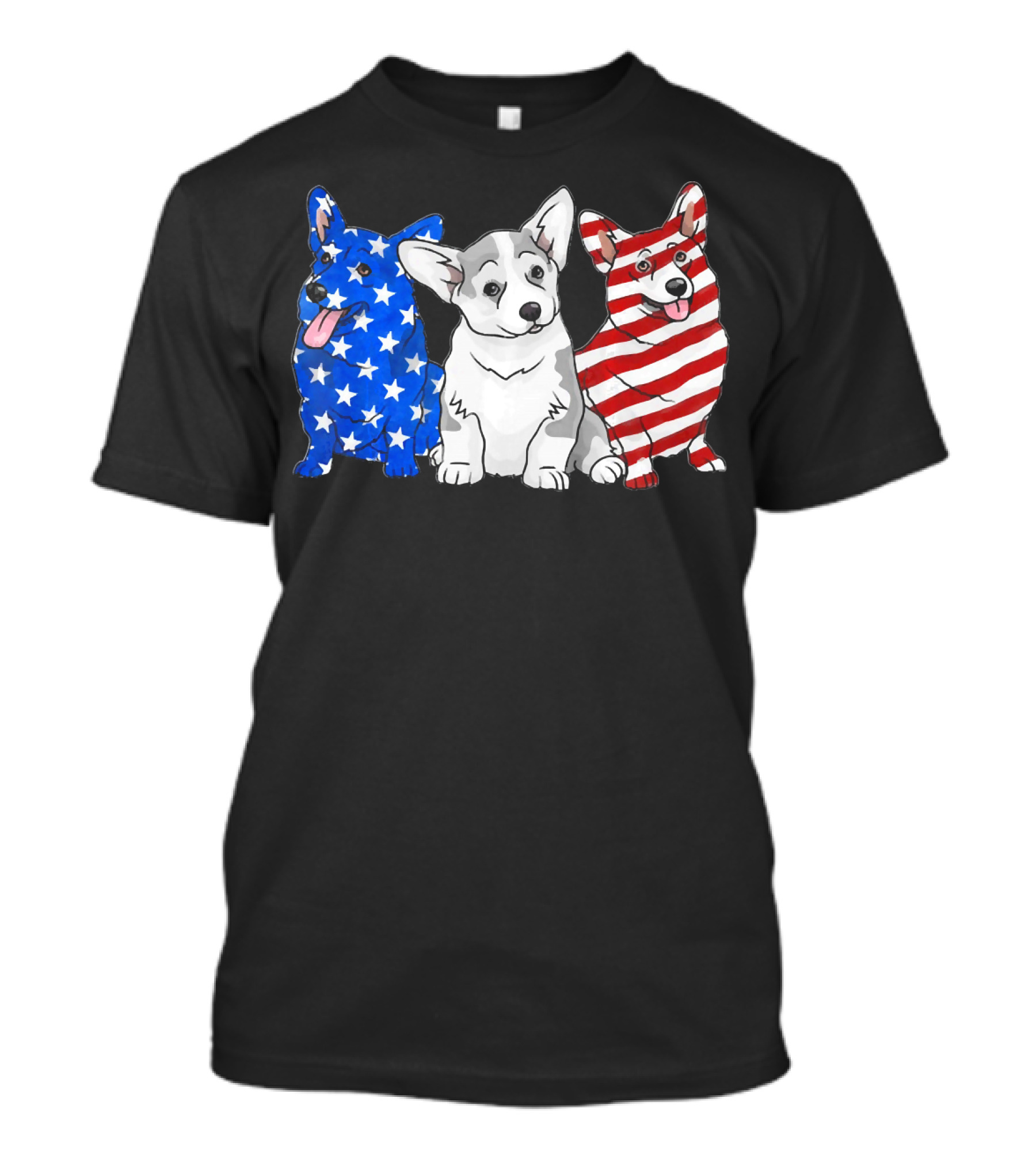 Corgi In American Flag Stars Stripes Independence T-Shirt