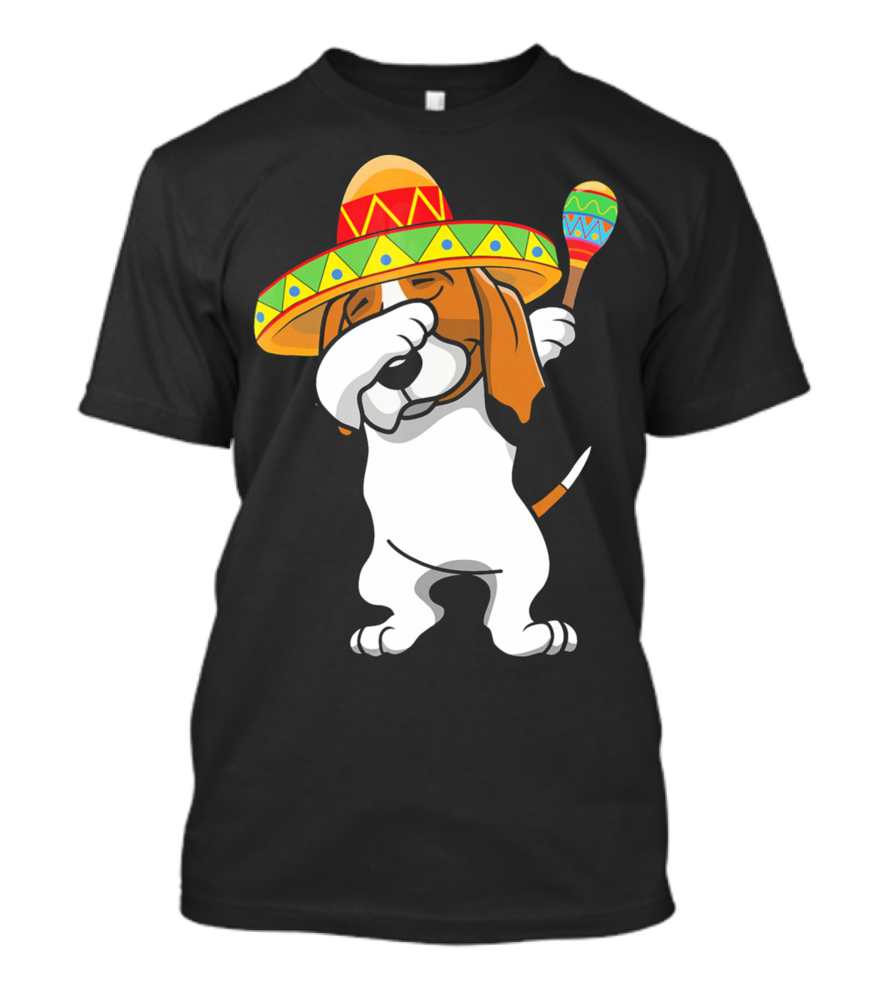 Basset Hound Dabbing In Sombrero With Maracas T-Shirt