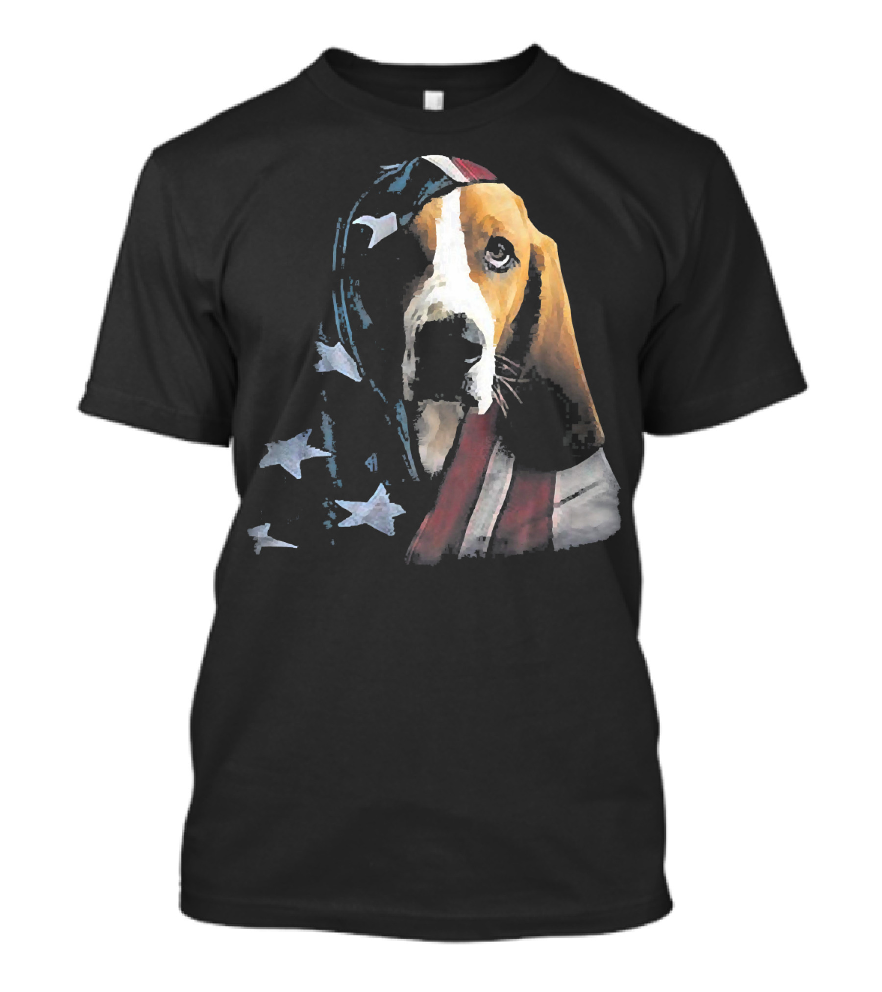 Basset Hound Wrapped In American Flag T-Shirt