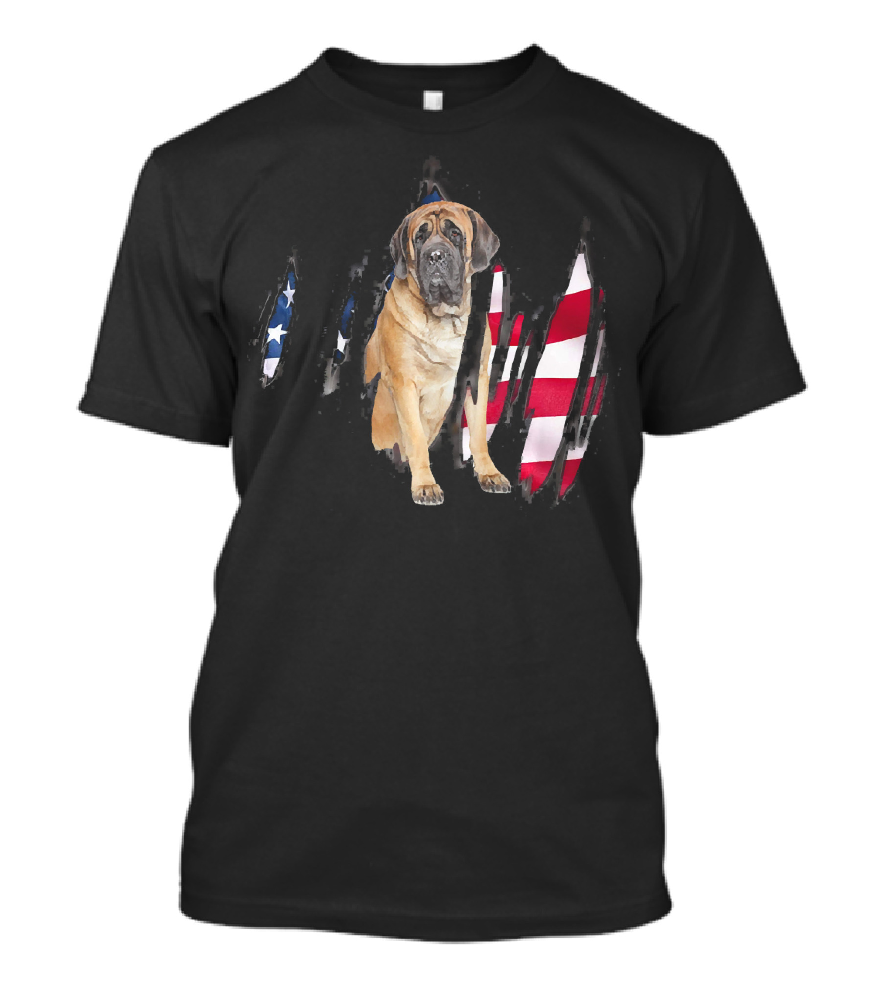 English Mastiff In USA Flag Tear Background T-Shirt