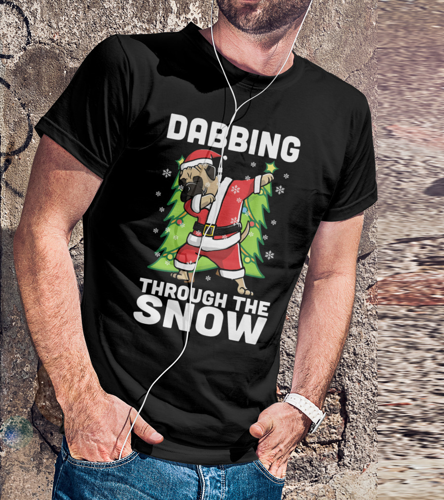 Bullmastiff Dabbing Through The Snow Santa Christmas T-Shirt