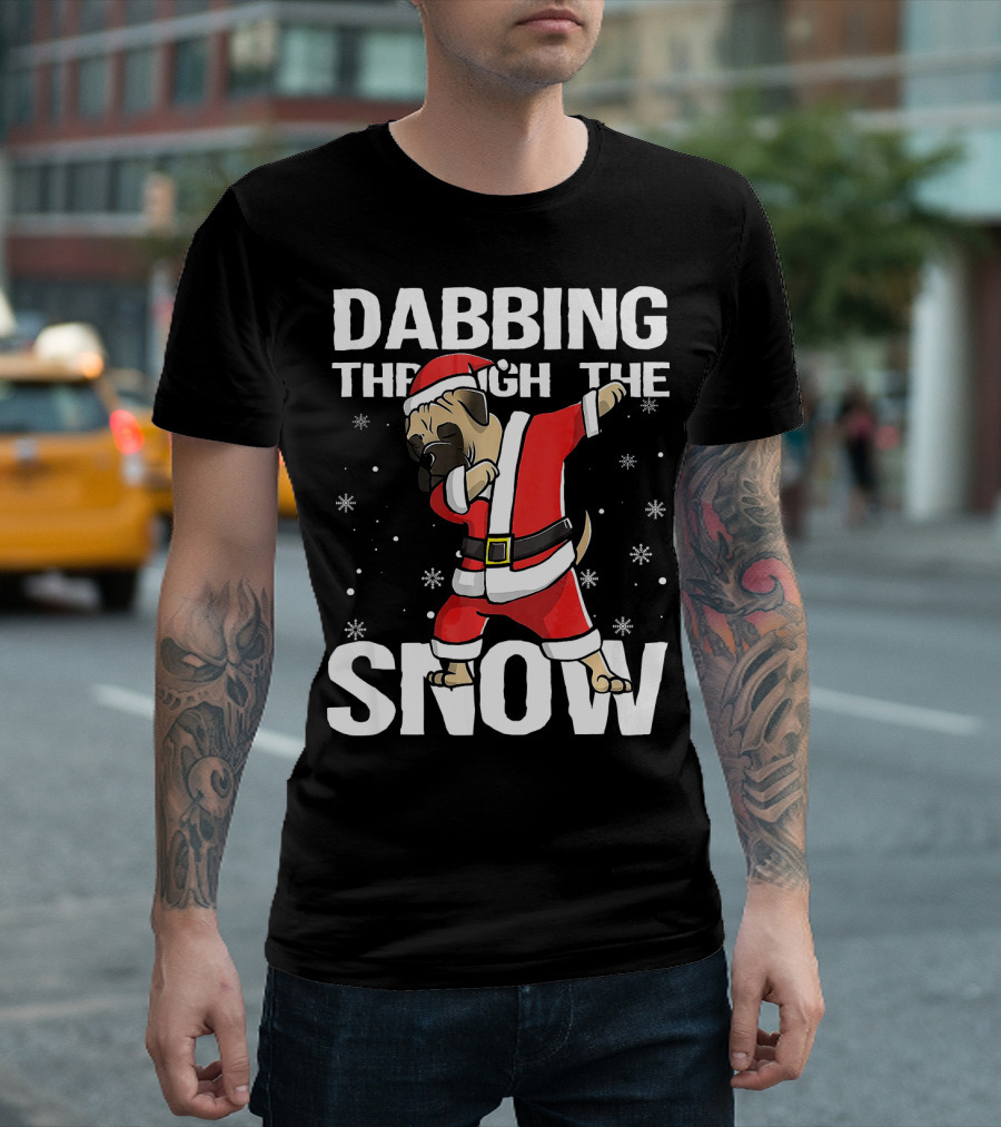 Dabbing Through the Snow Christmas Bullmastiff Santa Clau T-Shirt
