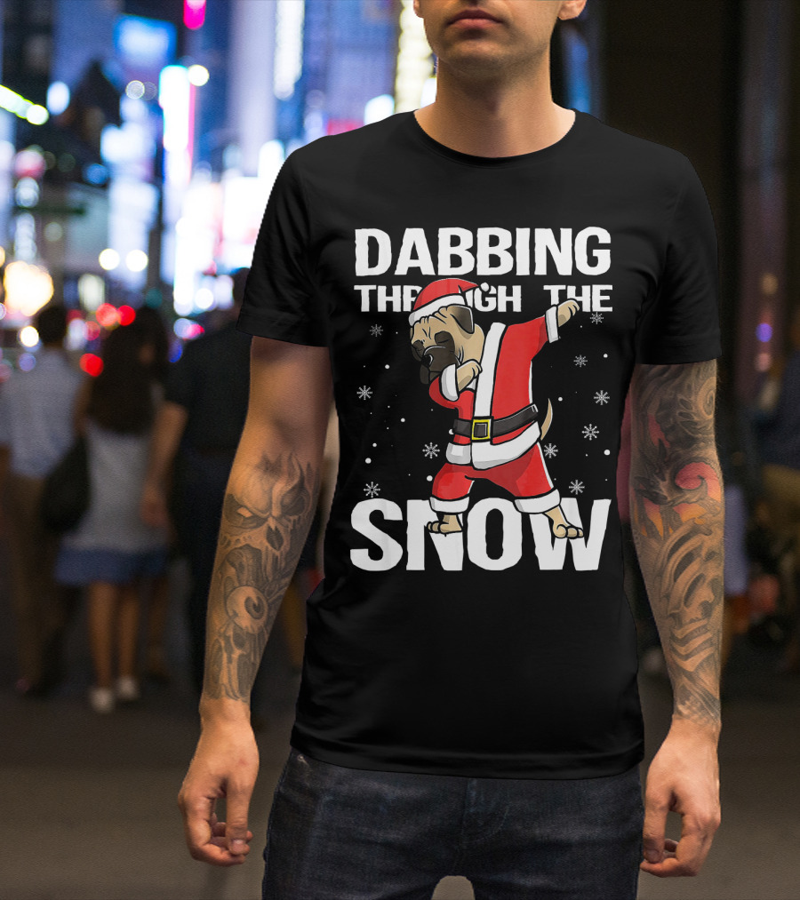 Dabbing Through The Snow Christmas Bullmastiff Santa Clau T-Shirt