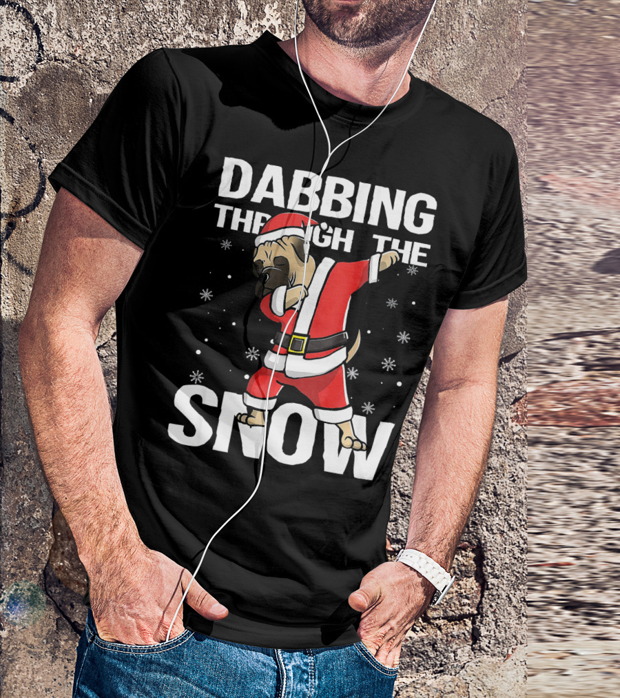 Dabbing Through The Snow Christmas Bullmastiff Santa Clau T-Shirt