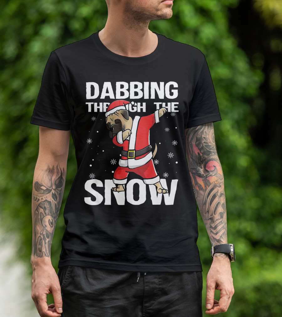 Dabbing Through The Snow Christmas Bullmastiff Santa Clau T-Shirt