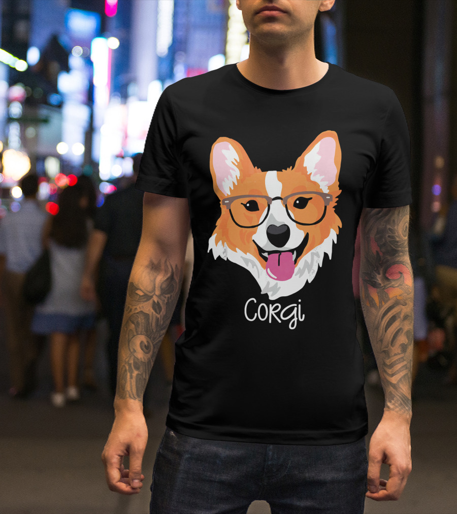 Corgi Funny Dog Glasses T-Shirt