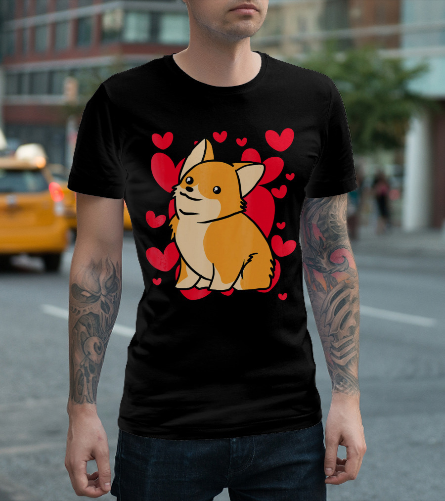 Corgi Love Valentine's Day Hearts T-Shirt