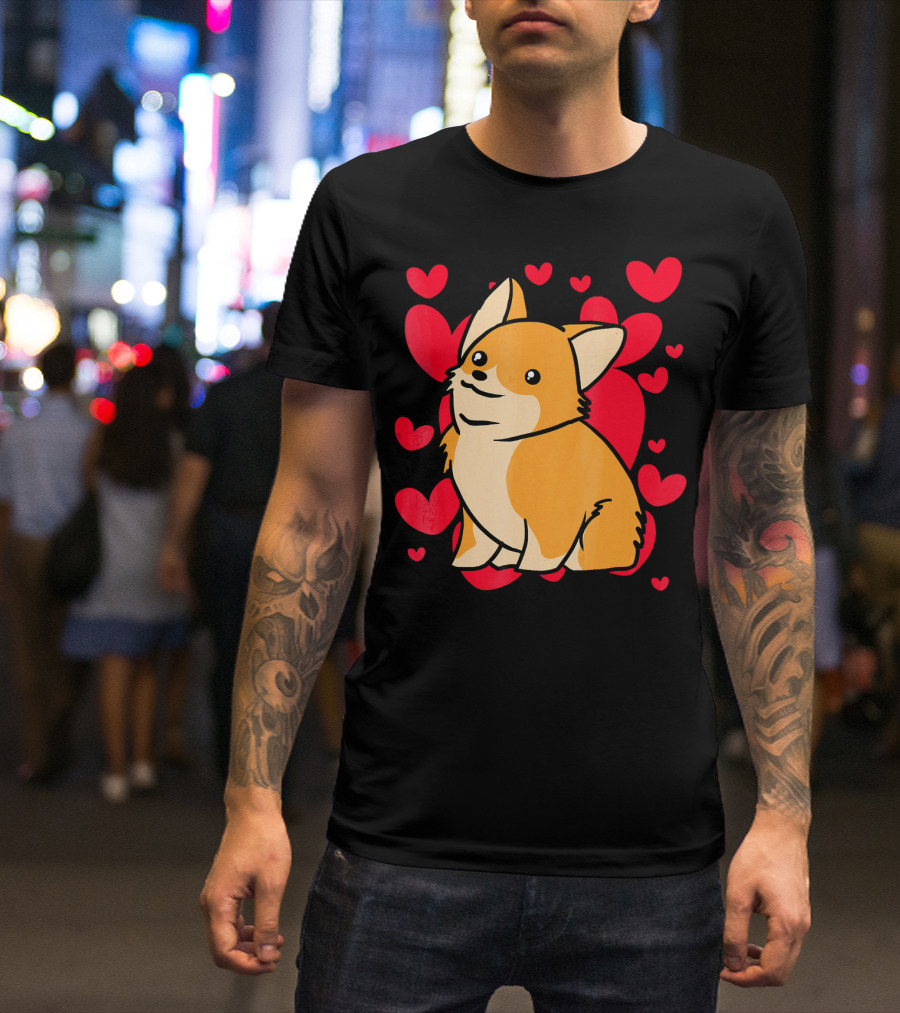 Corgi Love Valentine's Day Hearts T-Shirt