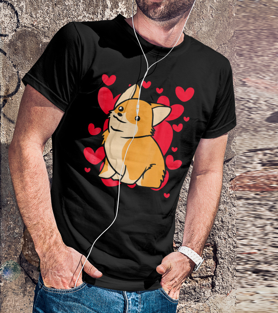 Corgi Love Valentine's Day Hearts T-Shirt
