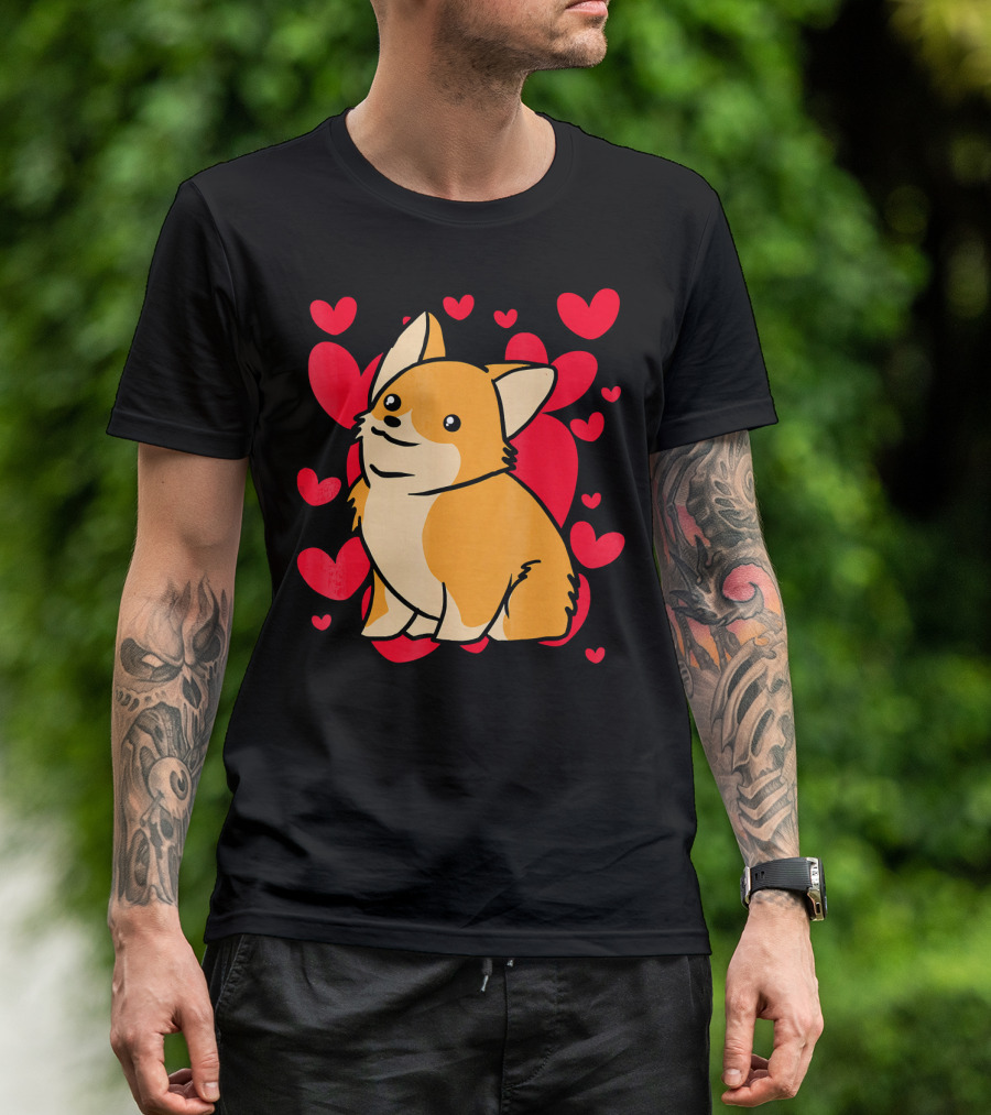 Corgi Love Valentine's Day Hearts T-Shirt