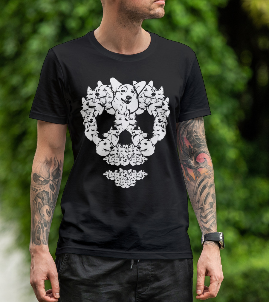 Corgi Dog Sugar Skull Did De Muertos T-Shirt